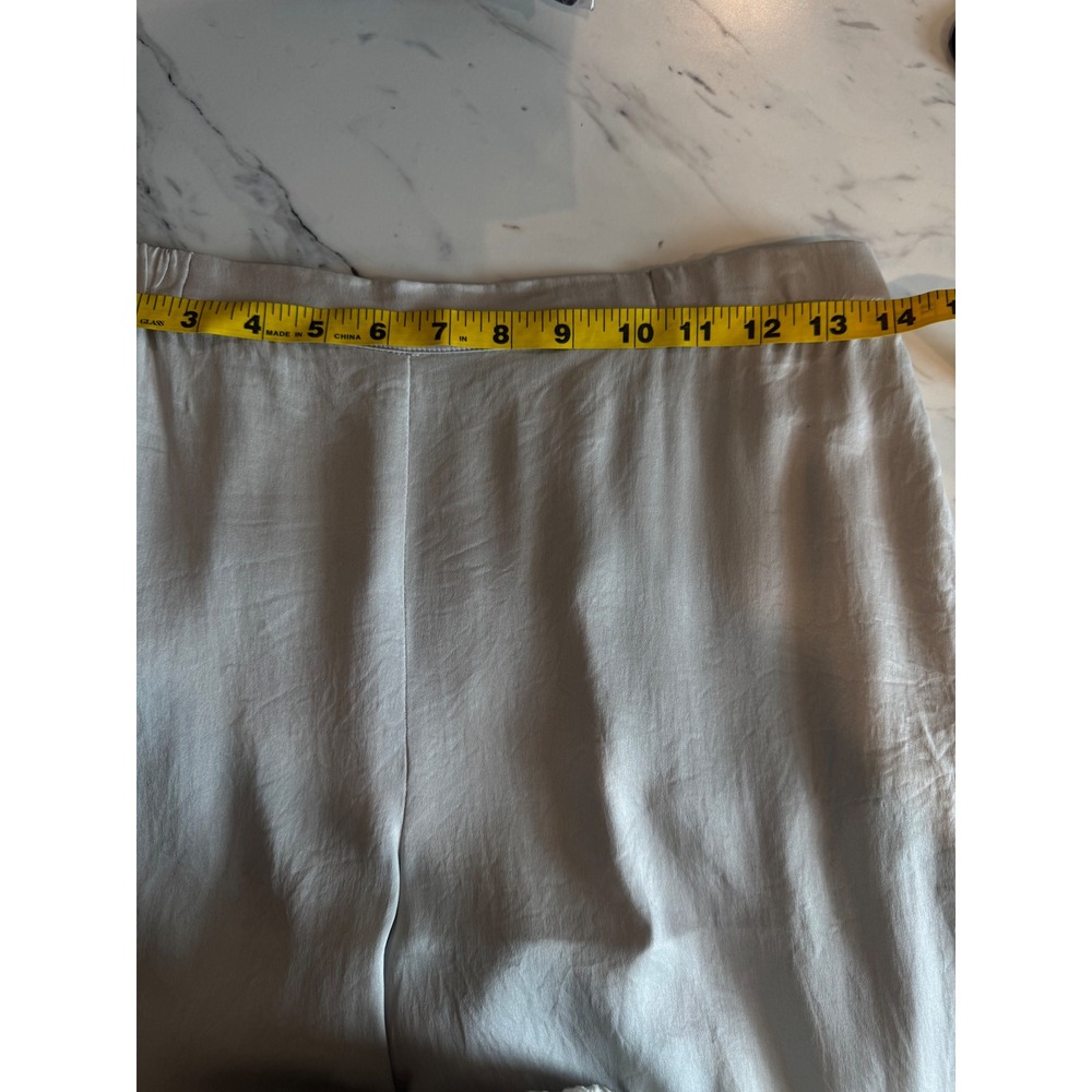 Quince Silk Wide Leg Side Slit Pants Light Gray Silver Elastic Waist Small - Picture 4 of 6